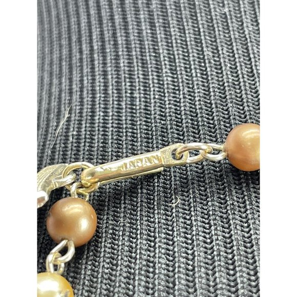 Vintage Made in Japan 70's Double-Strand Beaded Necklace Brown Tan Beige Coral A - Picture 3 of 8
